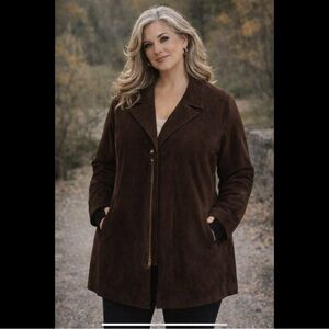 Whet Blu Chamois Suede Jacket Brown Boxy Zip Front Soft Leather Coat XXXL